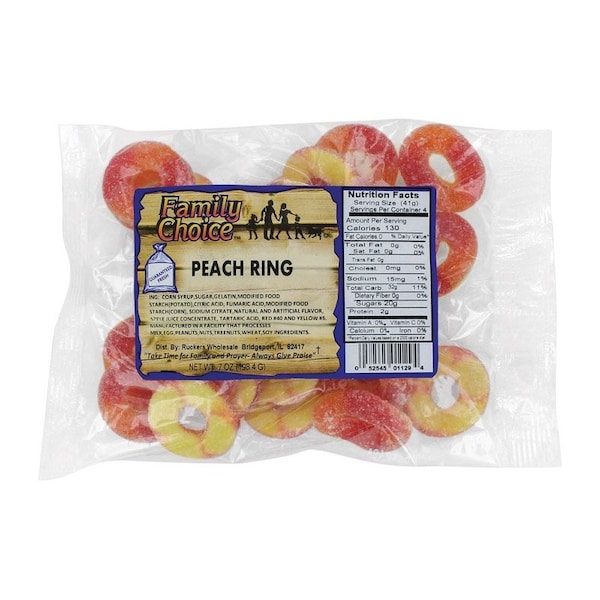 Ruckers Family Choice Peach Rings Gummi Candy 7 oz 1129 - main